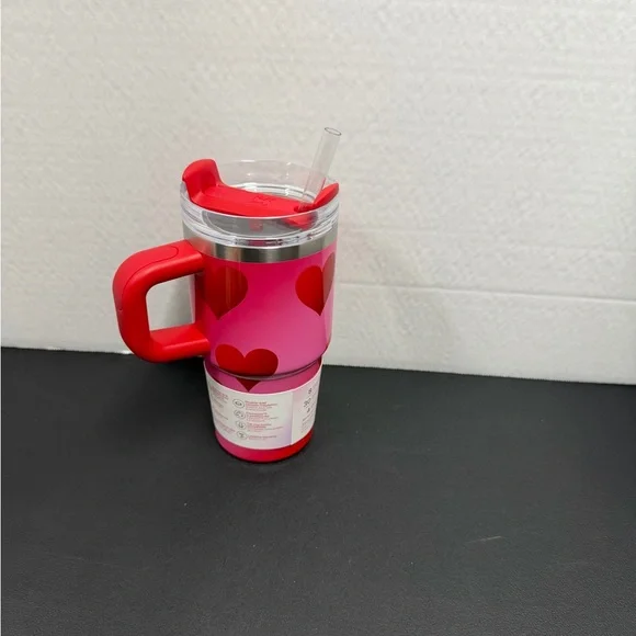 Stanley Red and Pink Heart Tumbler - Picture 4 of 5